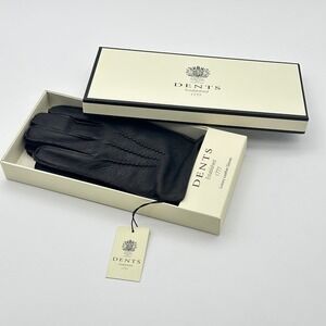 DENTS Black Luxury Leather Gloves Men's Size L NEW In Gift Box